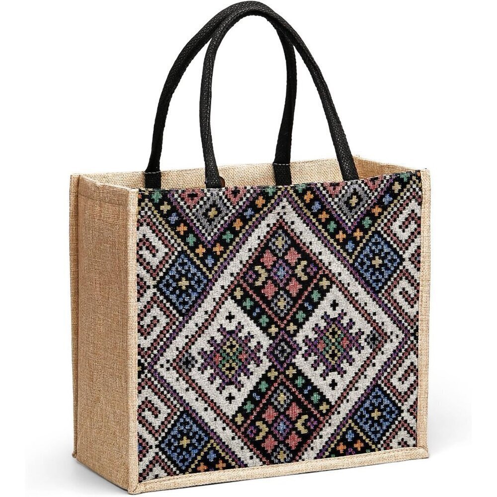 Women Yellow02 14''x12'' Large Tote Bag with Laminated Interior and Soft Handles